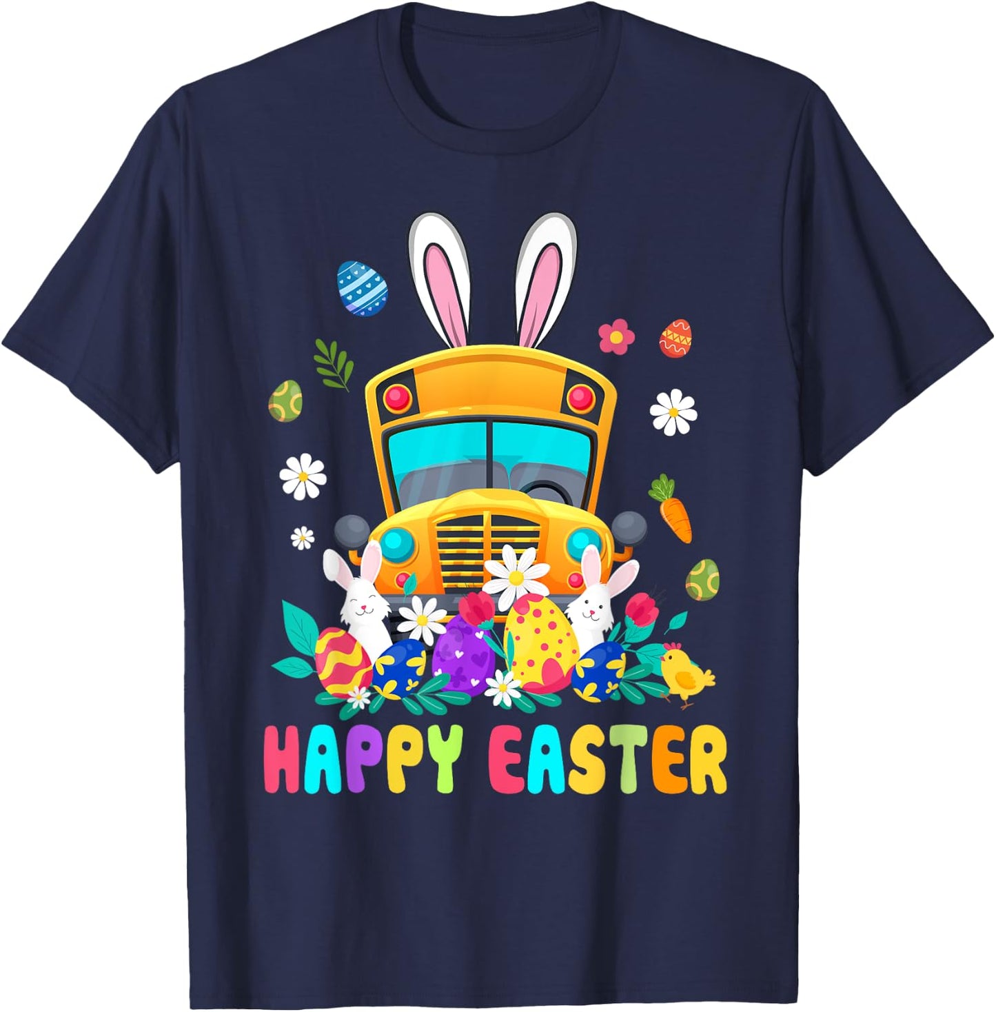 Cute Every Bunny's Favorite School Bus Driver Happy Easter T-Shirt - T-Shirt | Navy
