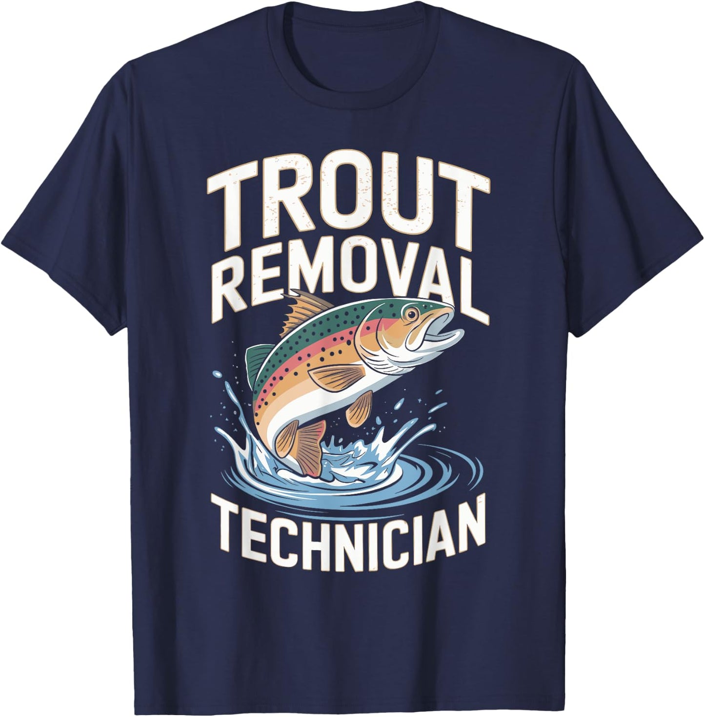 Funny Fisherman Trout Fly Fishing Father's Day JM -Adults Black Small Modern Classic Short Sleeve T-Shirt - T-Shirt | Navy