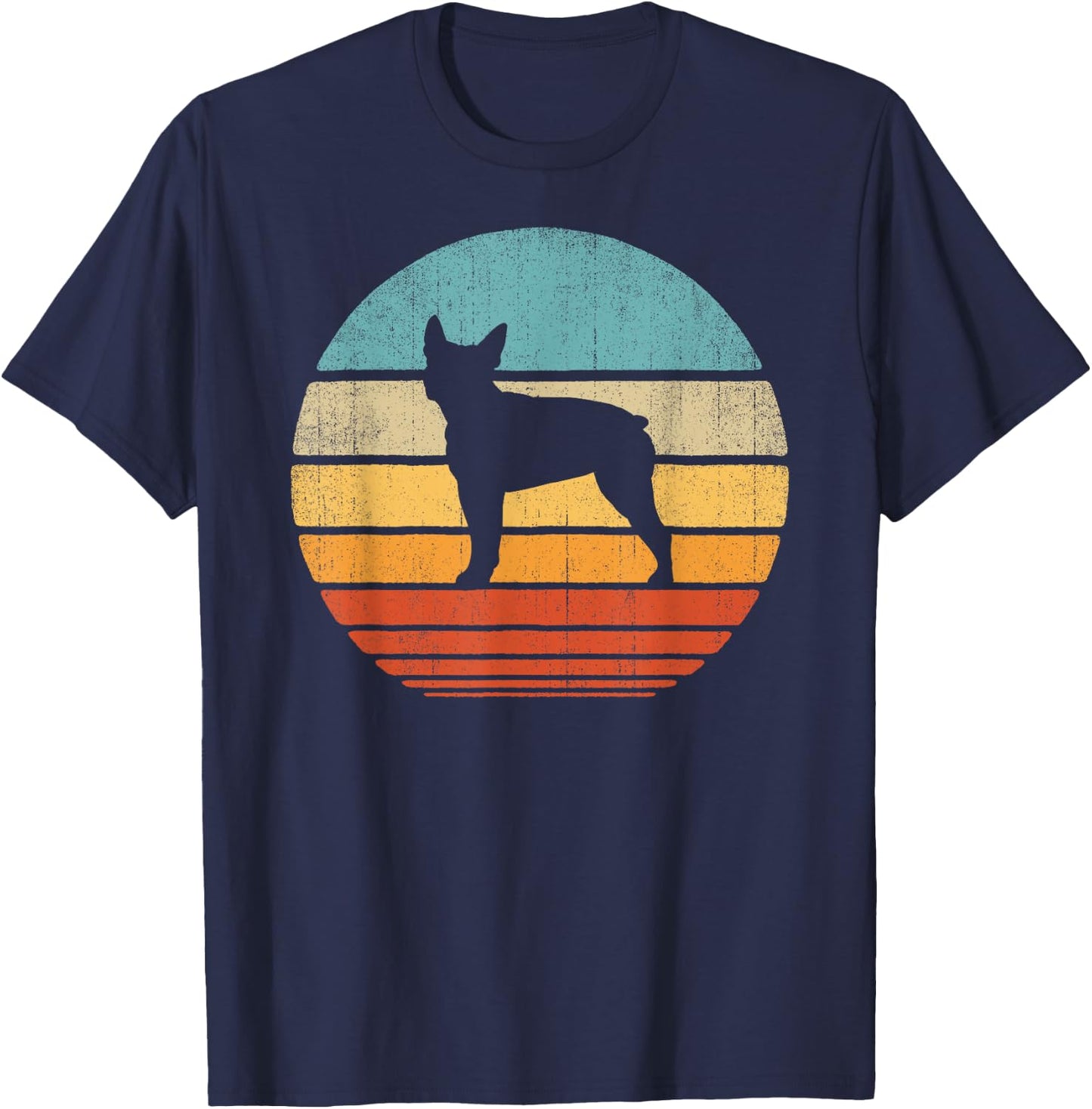Boston Terrier Retro Vintage 60s 70s Sunset Dog Lovers Men T-Shirt - T-Shirt | Navy