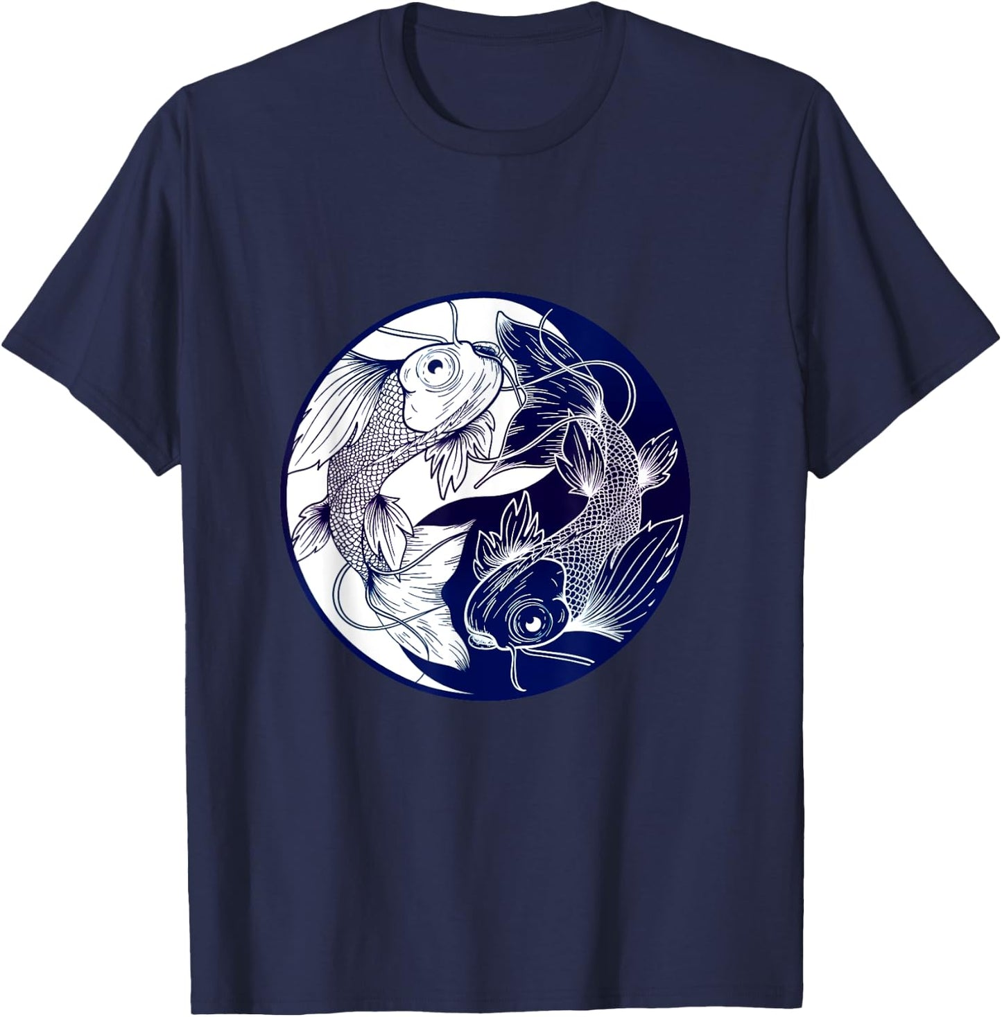 Koi Opposite Yin Yang Asian Carp Flower Japanese Koi Carp T-Shirt - T-Shirt | Navy