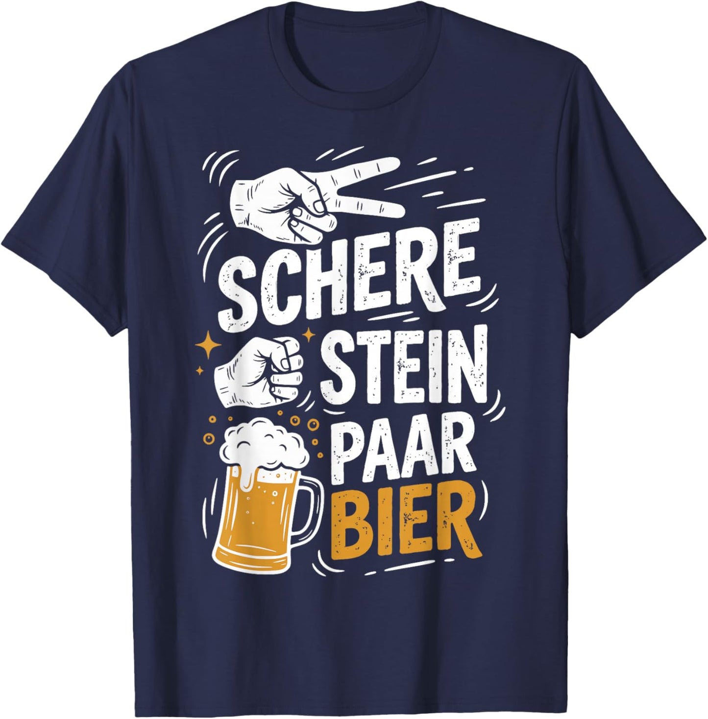 Schere Stein Paar Bier Lustiges Bier Humor Party Beer T-Shirt - T-Shirt | Navy