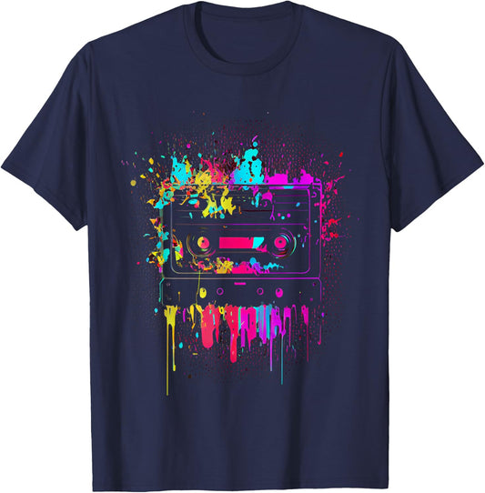 80s 90s Retro Party Fancy Dress Cassette , black T-Shirt - T-Shirt | Navy
