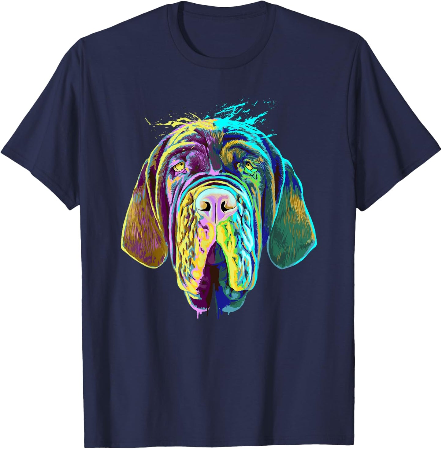 Colourful Splash Dog Neapolitan Mastiff T-Shirt - T-Shirt | Navy