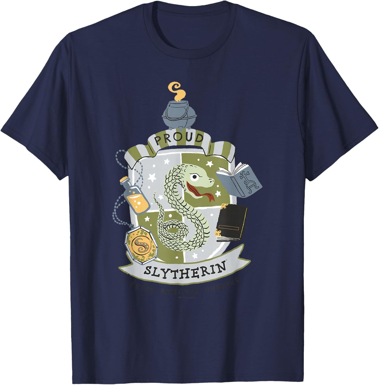 Harry Potter: Deathly Hallows 2 Proud Slytherin Badge T-Shirt - T-Shirt | Navy