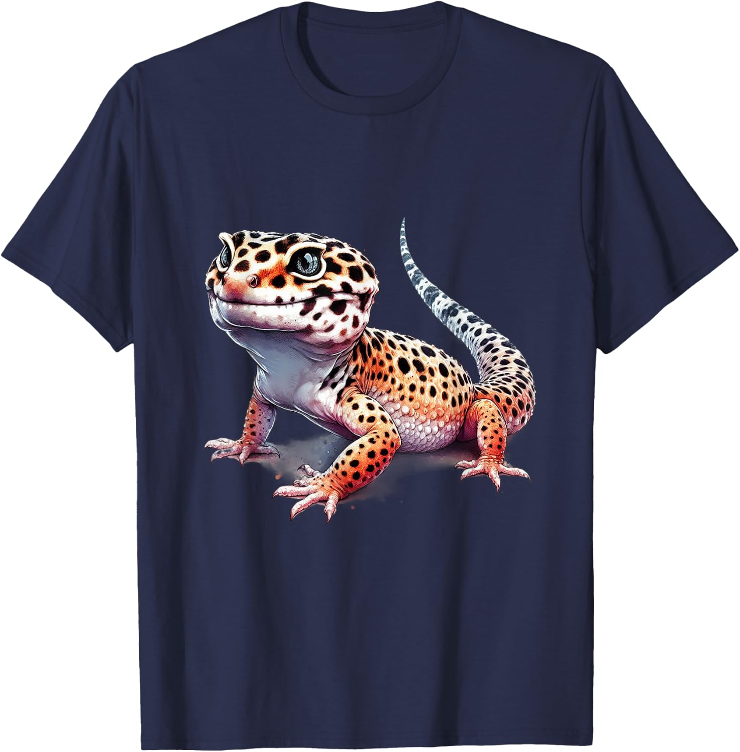 Cute Leopard Gecko Loves Lizard & Reptiles Men Women Kids T-Shirt - T-Shirt | Navy