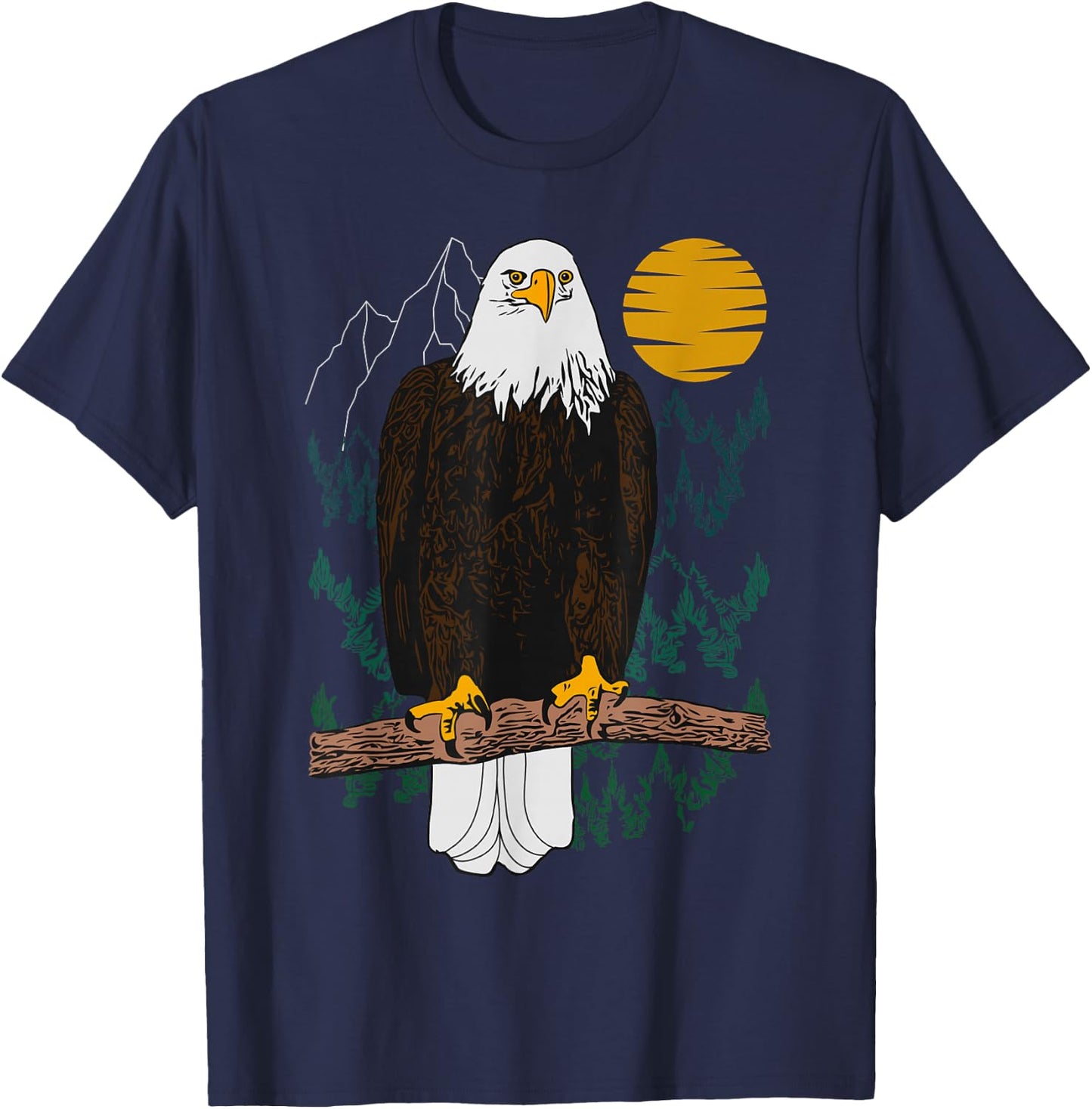 Bald eagle Design forest animal american tree art Graphic T-Shirt - T-Shirt | Navy