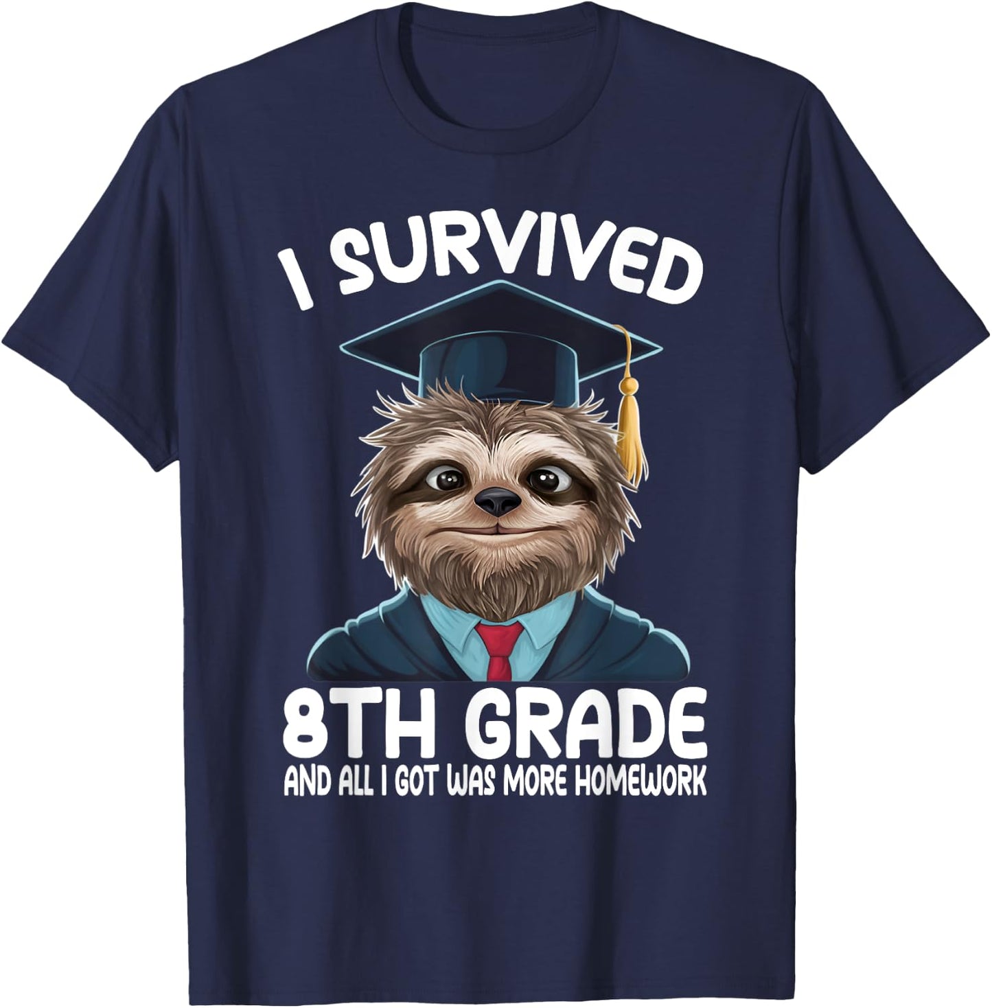 8th Grade Graduation Sloth T-Shirt - T-Shirt | Navy