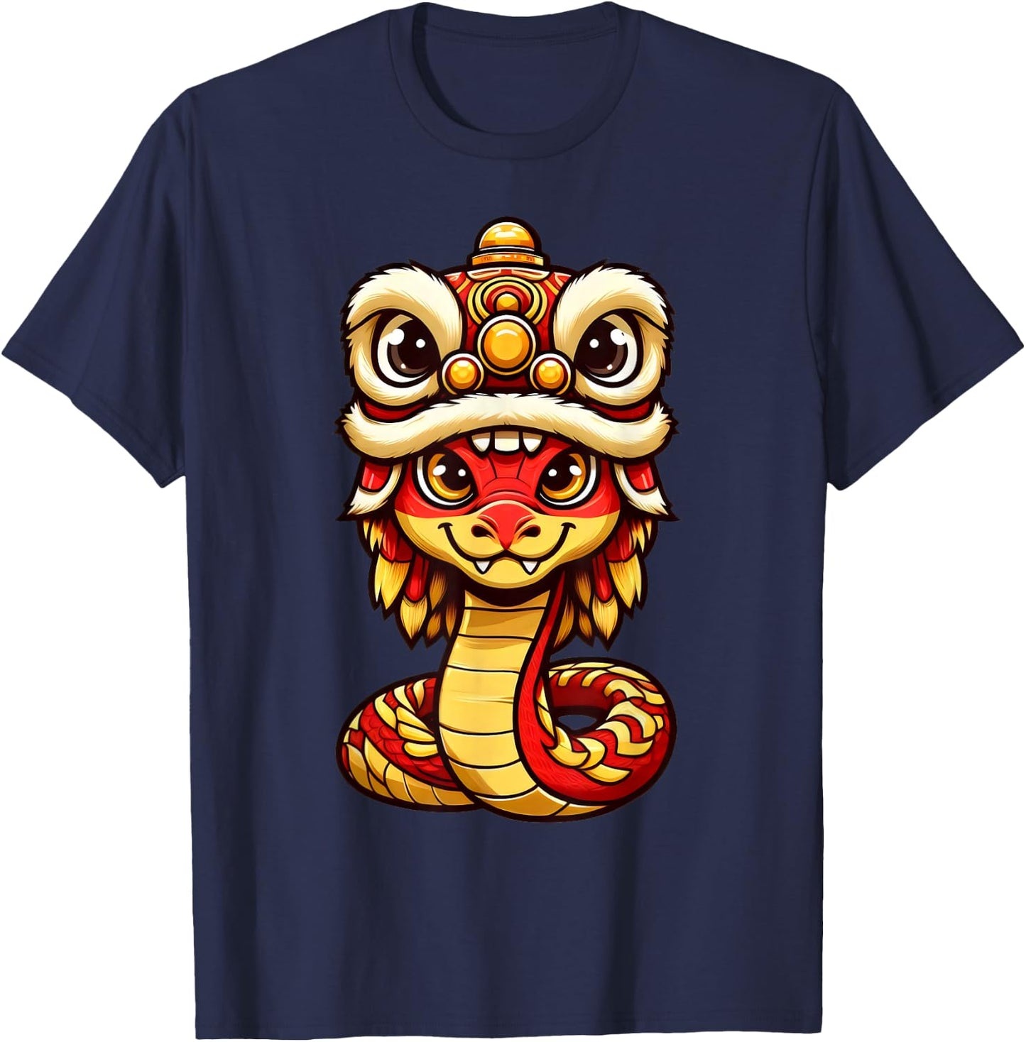 Lion Dance Year of Snake 2025 Chinese New Year Snake Zodiac T-Shirt - T-Shirt | Navy