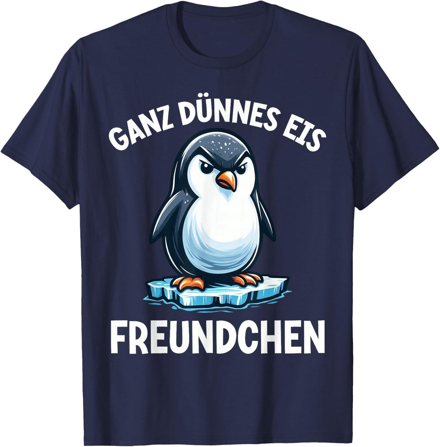 Very Thin Ice Friend Funny Penguin Irony T-Shirt - T-Shirt | Navy