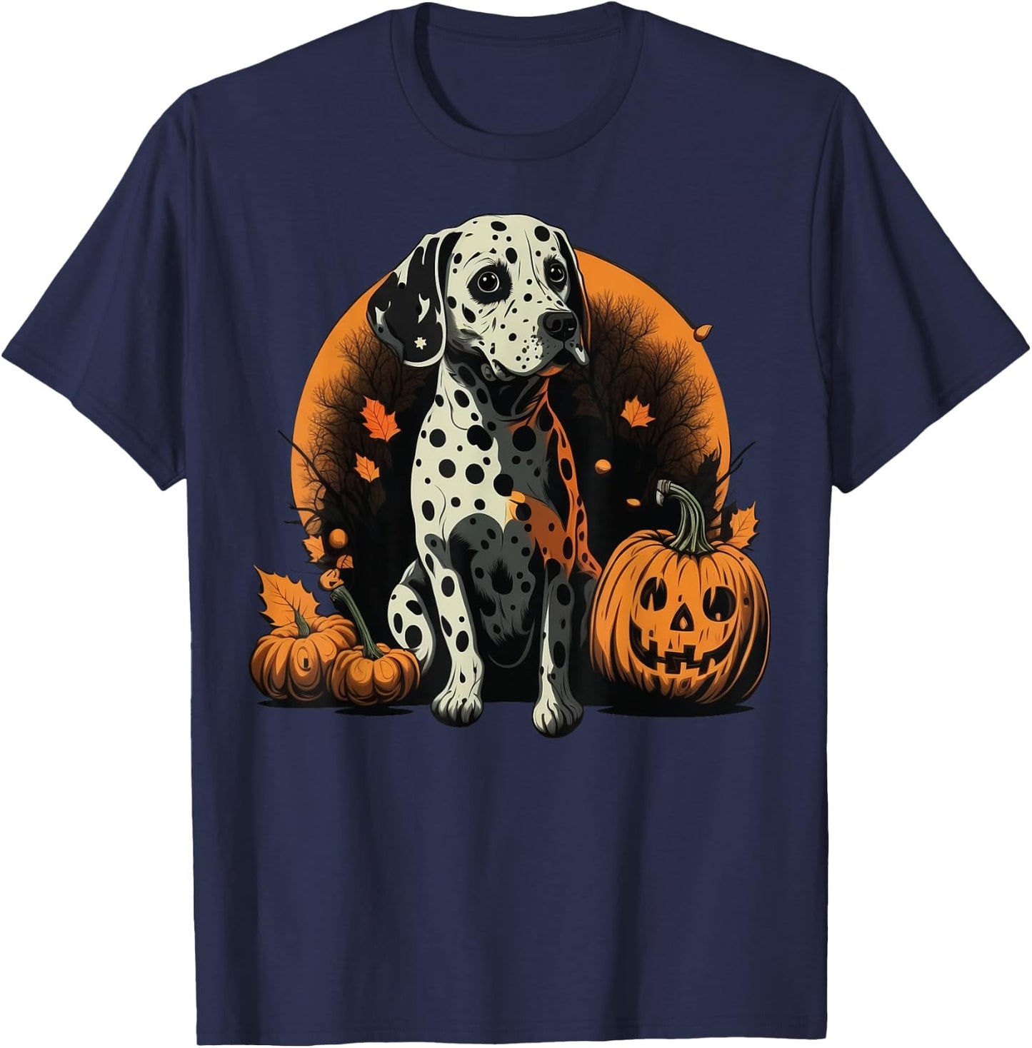 Pumpkin Dalmatian costume on Dalmatian Halloween T-Shirt - T-Shirt | Navy