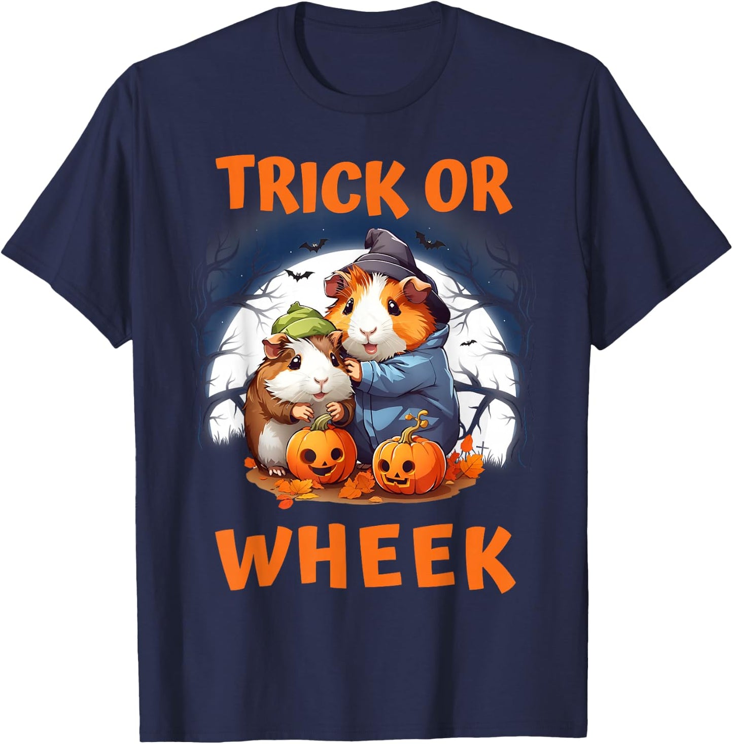 Trick Or Wheek Guinea Pig Halloween T-Shirt - T-Shirt | Navy
