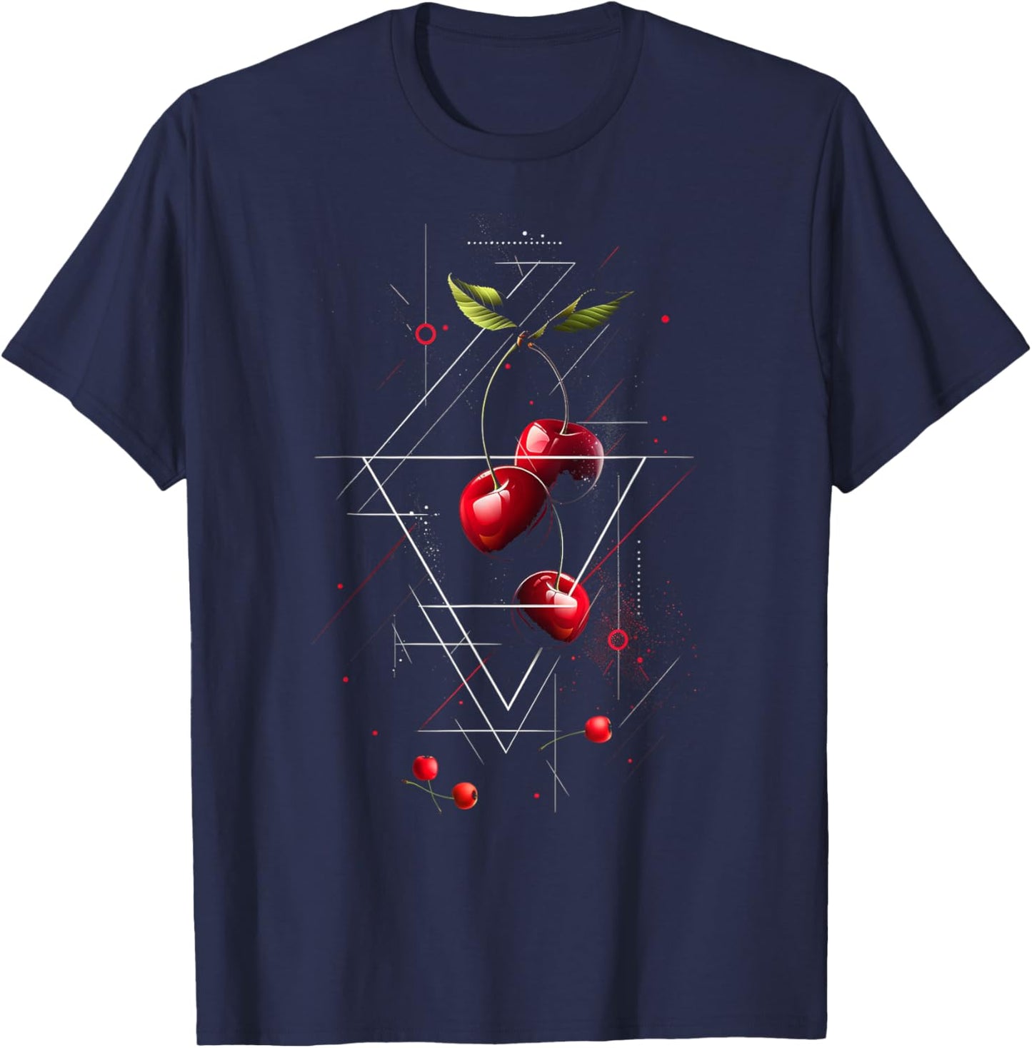 Geometrische Kirsche T-Shirt - T-Shirt | Navy