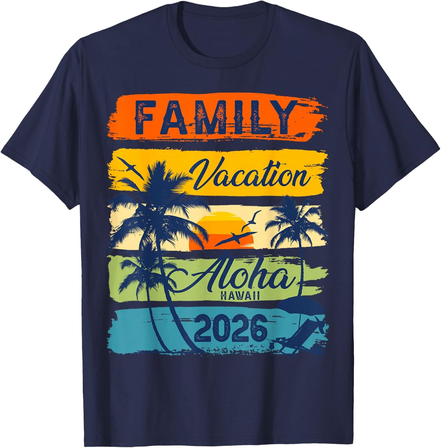 Aloha Hawaii Vacation 2026 Matching Family Trip Summer T-Shirt - T-Shirt | Navy