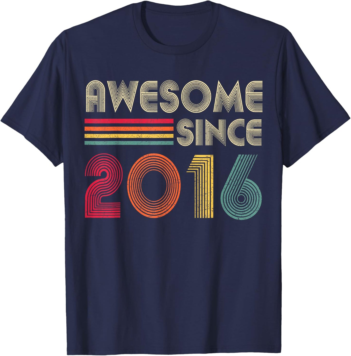 Awesome Since 2016 6th Birthday Retro T-Shirt - T-Shirt | Navy