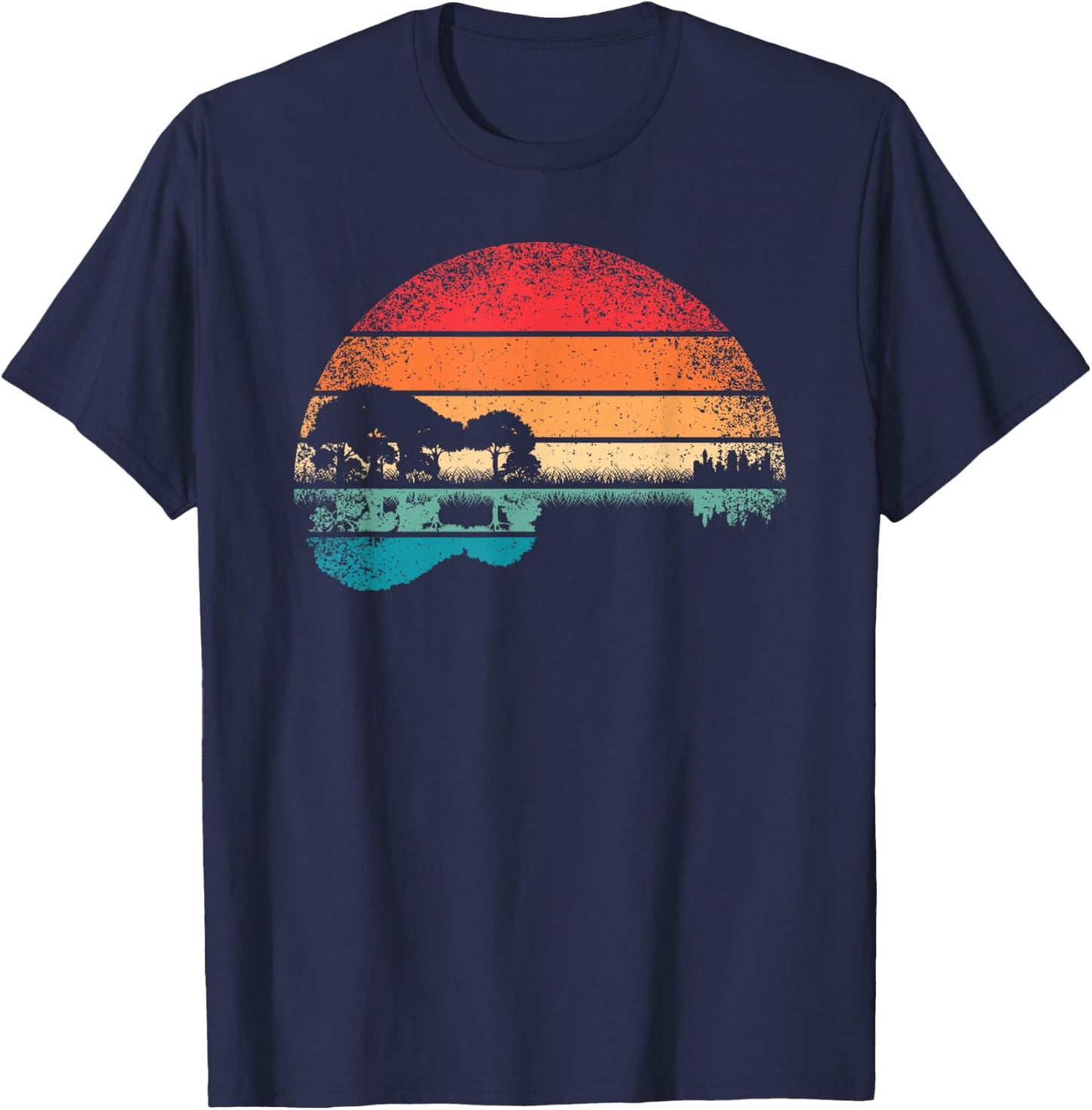 Retro Akustikgitarre Gitarrist Gitarre Gitarrenliebhaber T-Shirt - T-Shirt | Navy