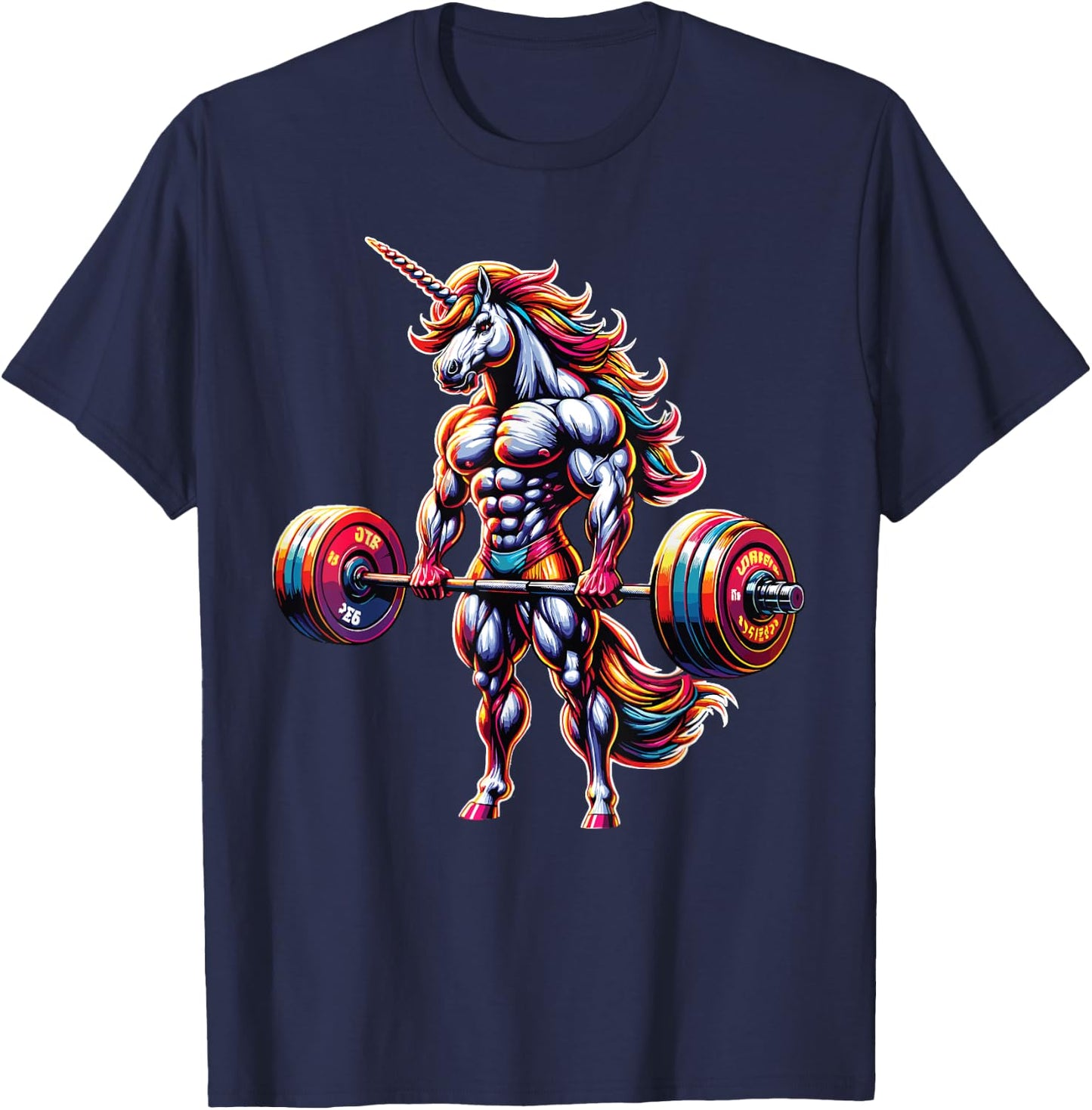 Unicorn Lifting Weights Fitness Lover Barbell Weightlifting T-Shirt - T-Shirt | Navy
