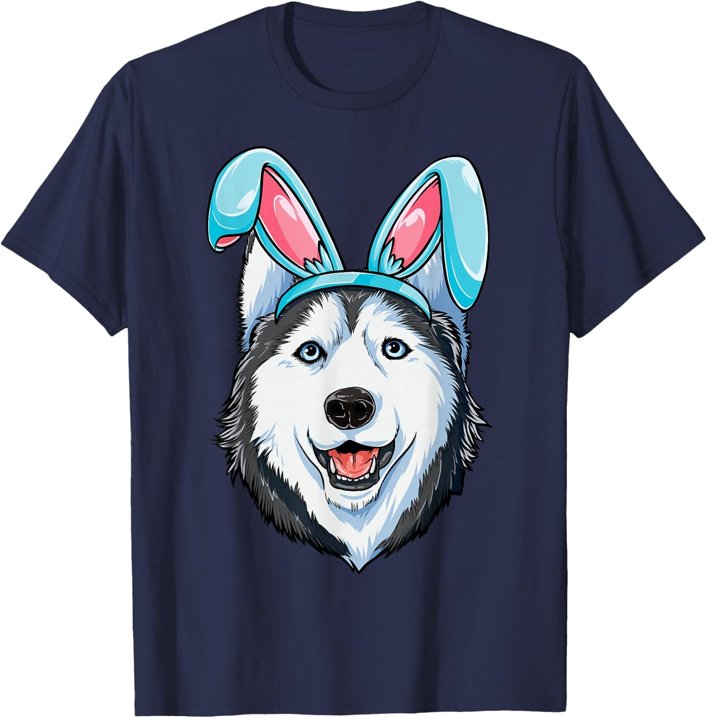 Siberian Husky Easter Bunny Ears Funny Men Women Dog Lover T-Shirt - T-Shirt | Navy
