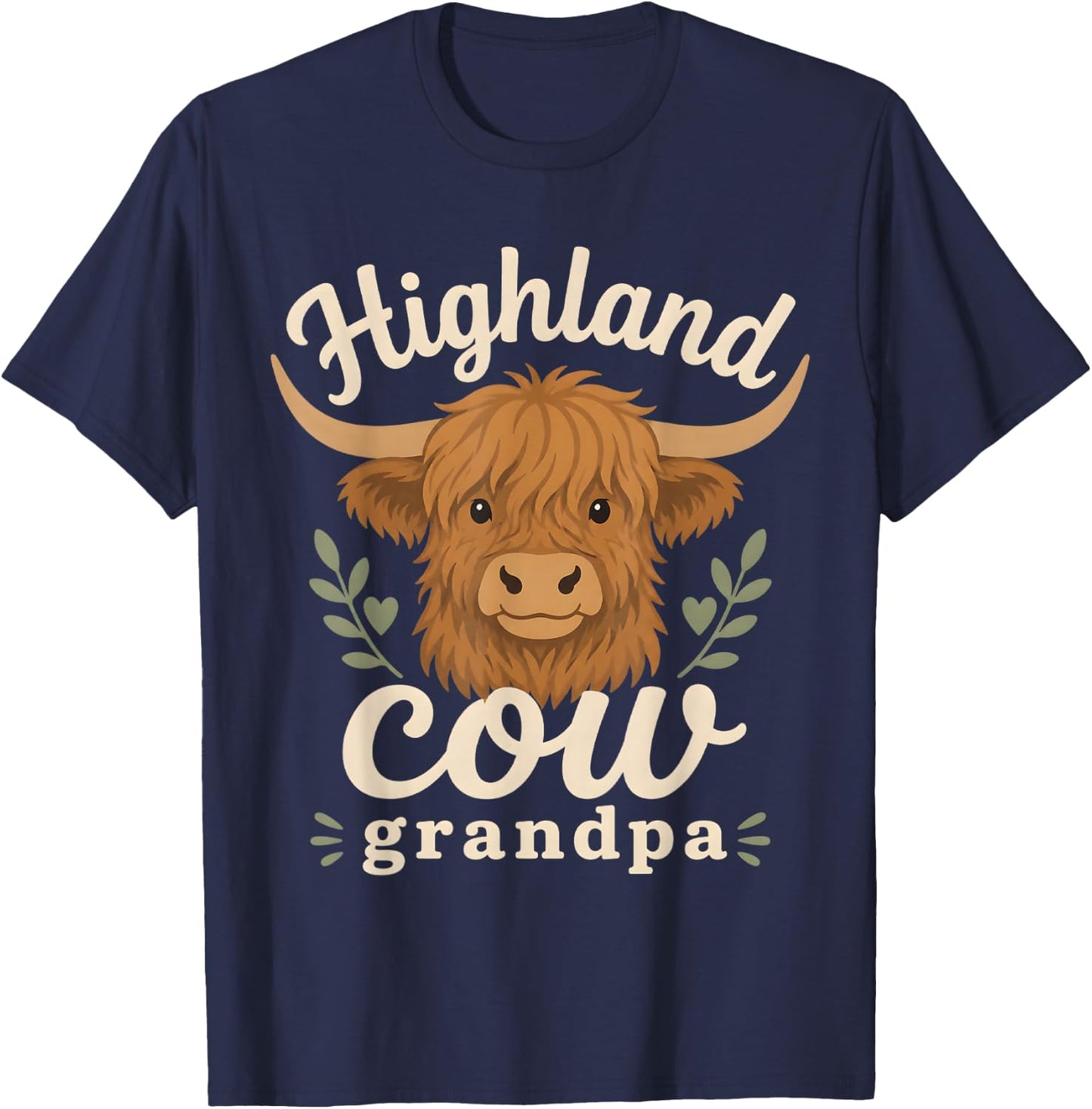 Highland Cow Grandpa Grandfather Father's Day T-Shirt - T-Shirt | Navy