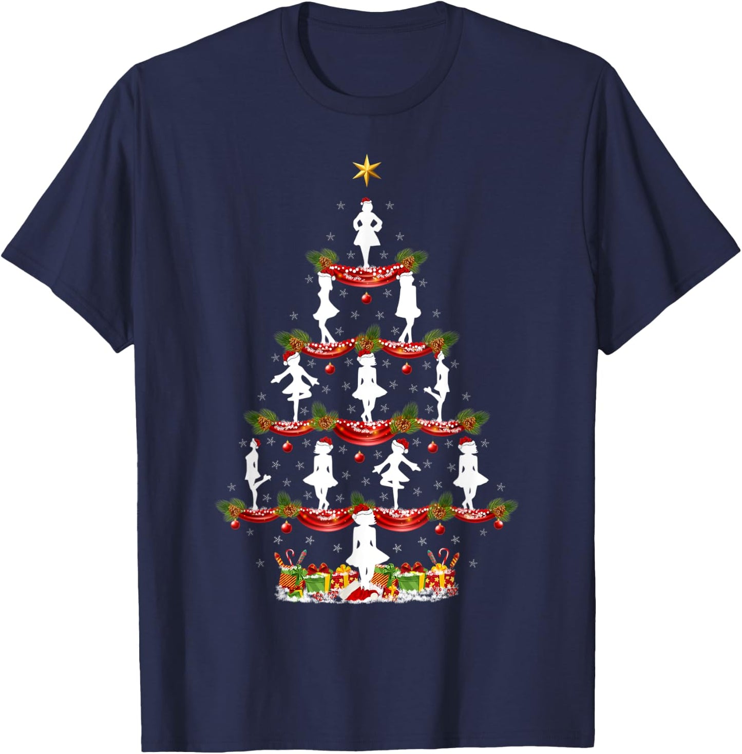 Funny Irish Dance Xmas Lighting Irish Dance Christmas Tree T-Shirt - T-Shirt | Navy