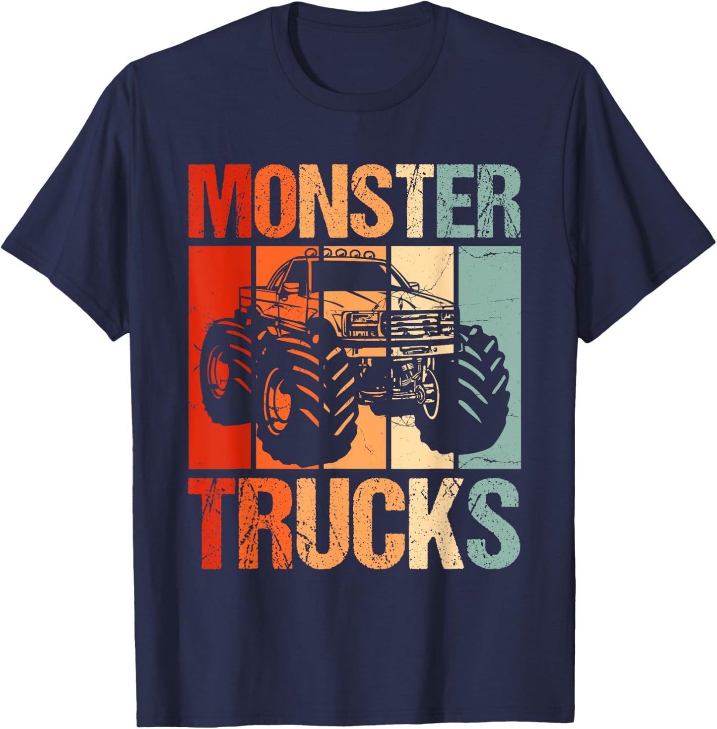Monster Trucks Vintage Retro Monster Truck T-Shirt - T-Shirt | Navy
