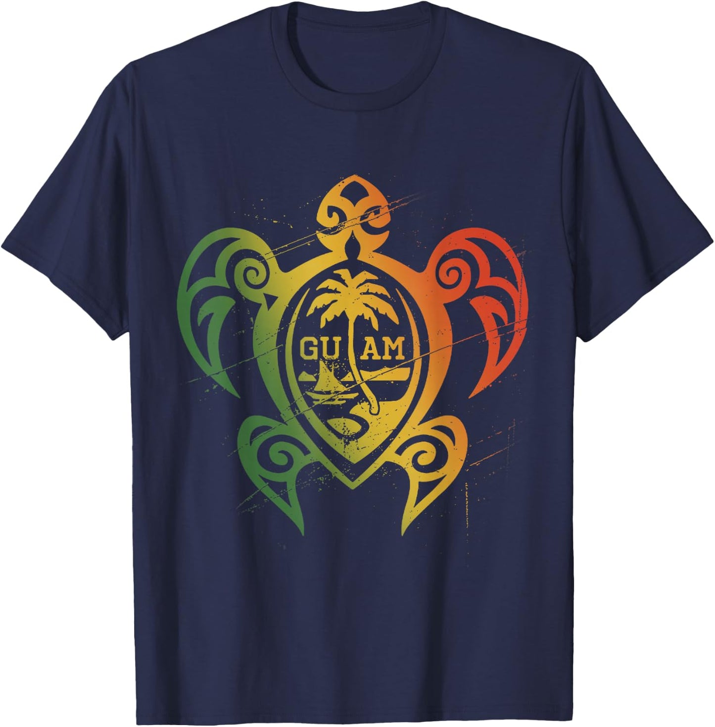 Guam Flag Islander Turtle Chamorro Guam Seal Guamanian T-Shirt - T-Shirt | Navy