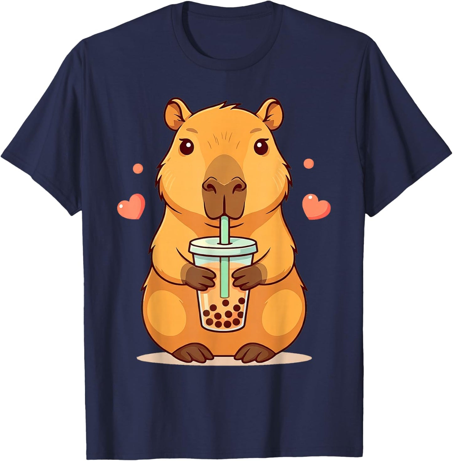 Cute Capybara Boba Tea Bubble Rodent Women Teen Girls Kids T-Shirt - T-Shirt | Navy