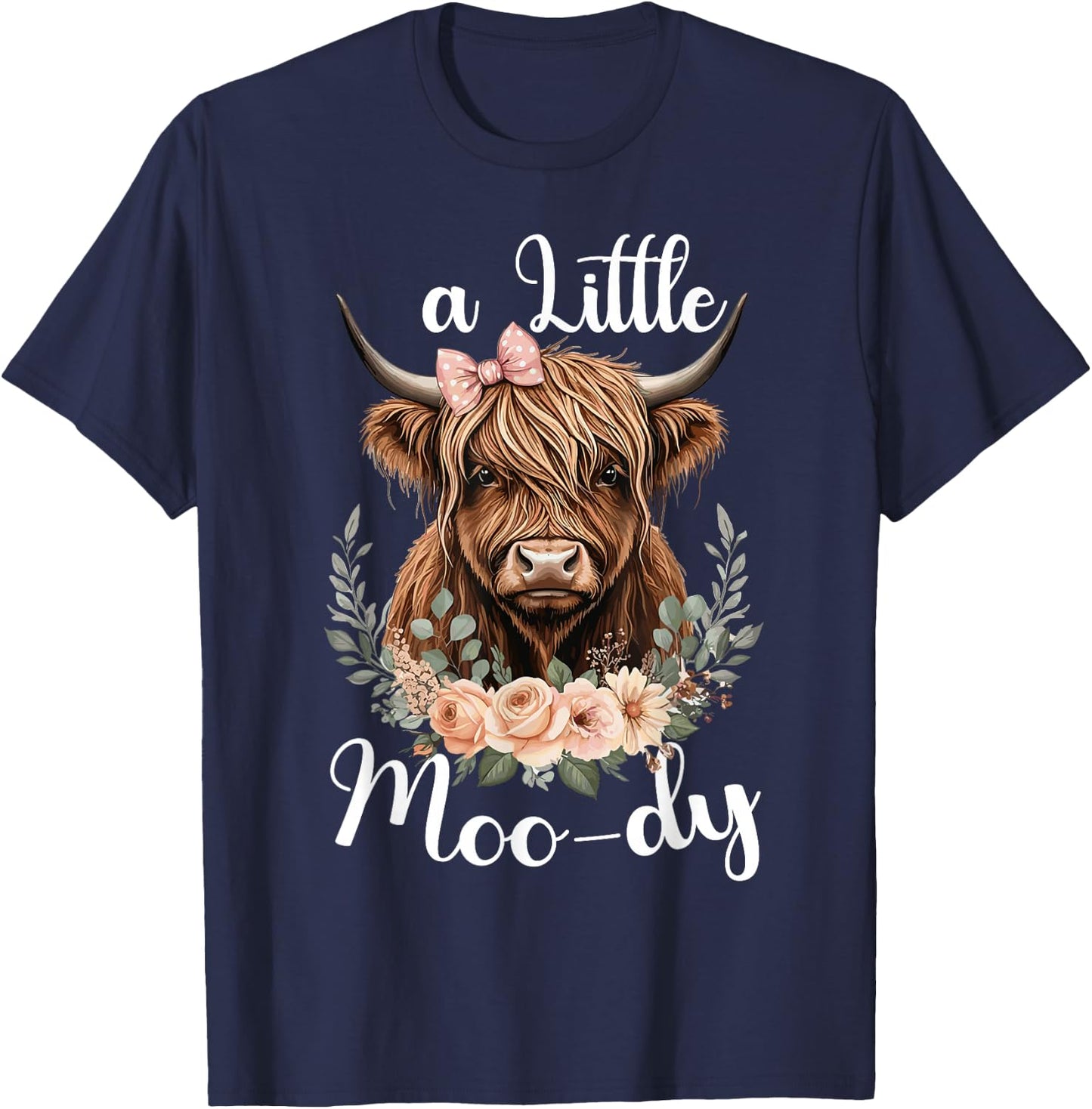 Cute Highland Cow Farm Cowgirl Scottish Cattle T-Shirt - T-Shirt | Navy