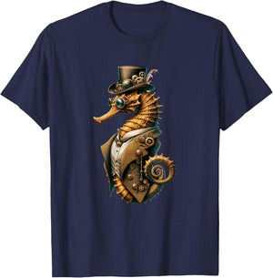 Steampunk Seahorse Women Men Kids Steampunk Seahorse T-Shirt - T-Shirt | Navy
