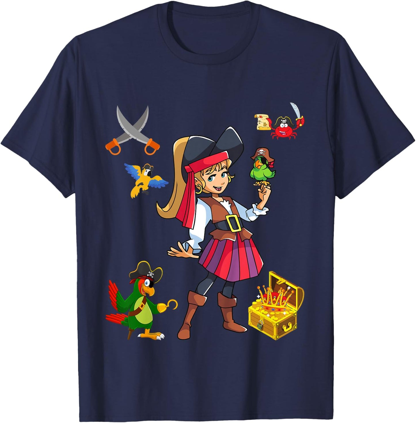 Kinder Piratenmädchen kleiner Pirat T-Shirt - T-Shirt | Navy