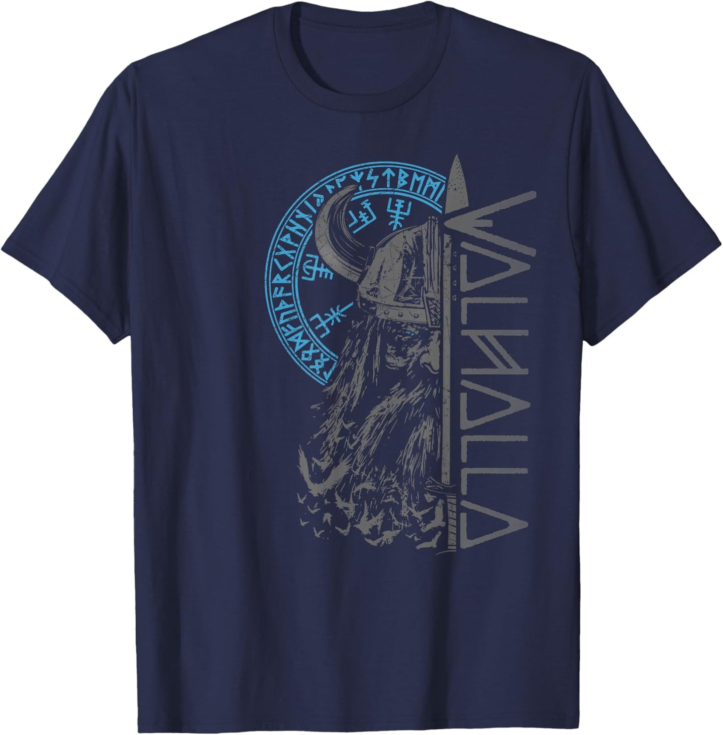 Wikinger Krieger Schwert Walhalla Runen Nordischer Kompass T-Shirt - T-Shirt | Navy