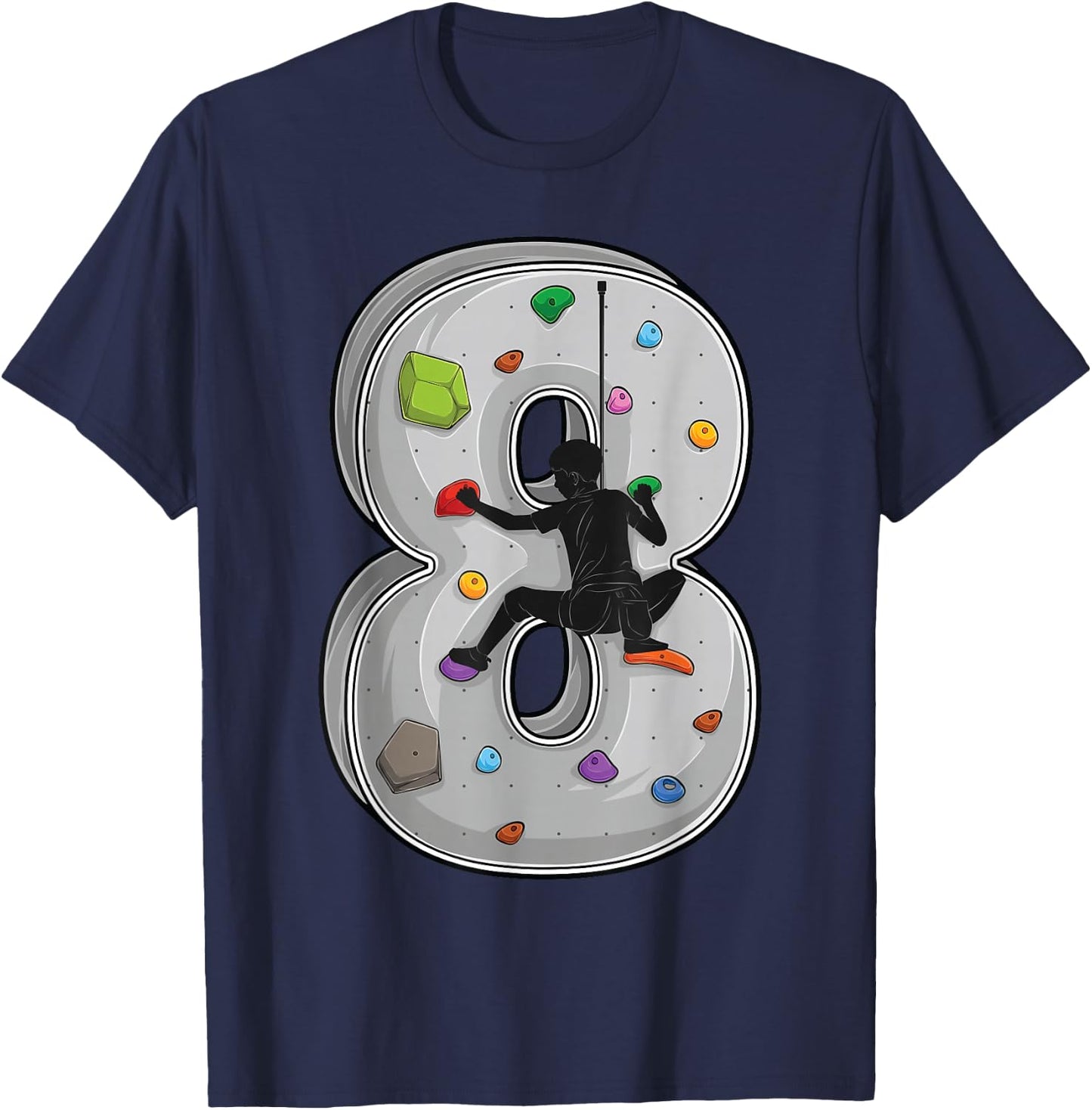 8 Years Old Climbing 8th Birthday Adventure Climbing , black, s T-Shirt - T-Shirt | Navy