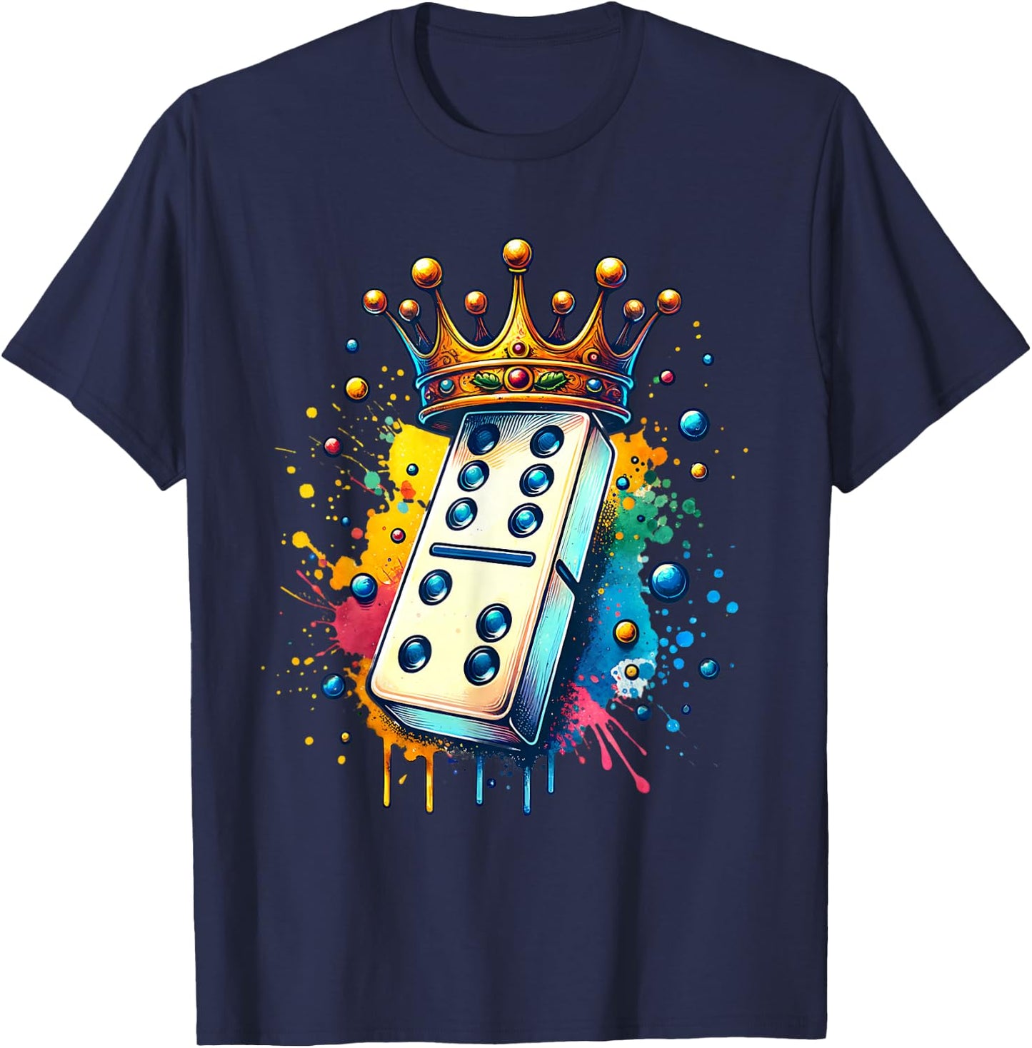 Funny Dominoes King | Board Game| Domino Lover Domino Player T-Shirt - T-Shirt | Navy