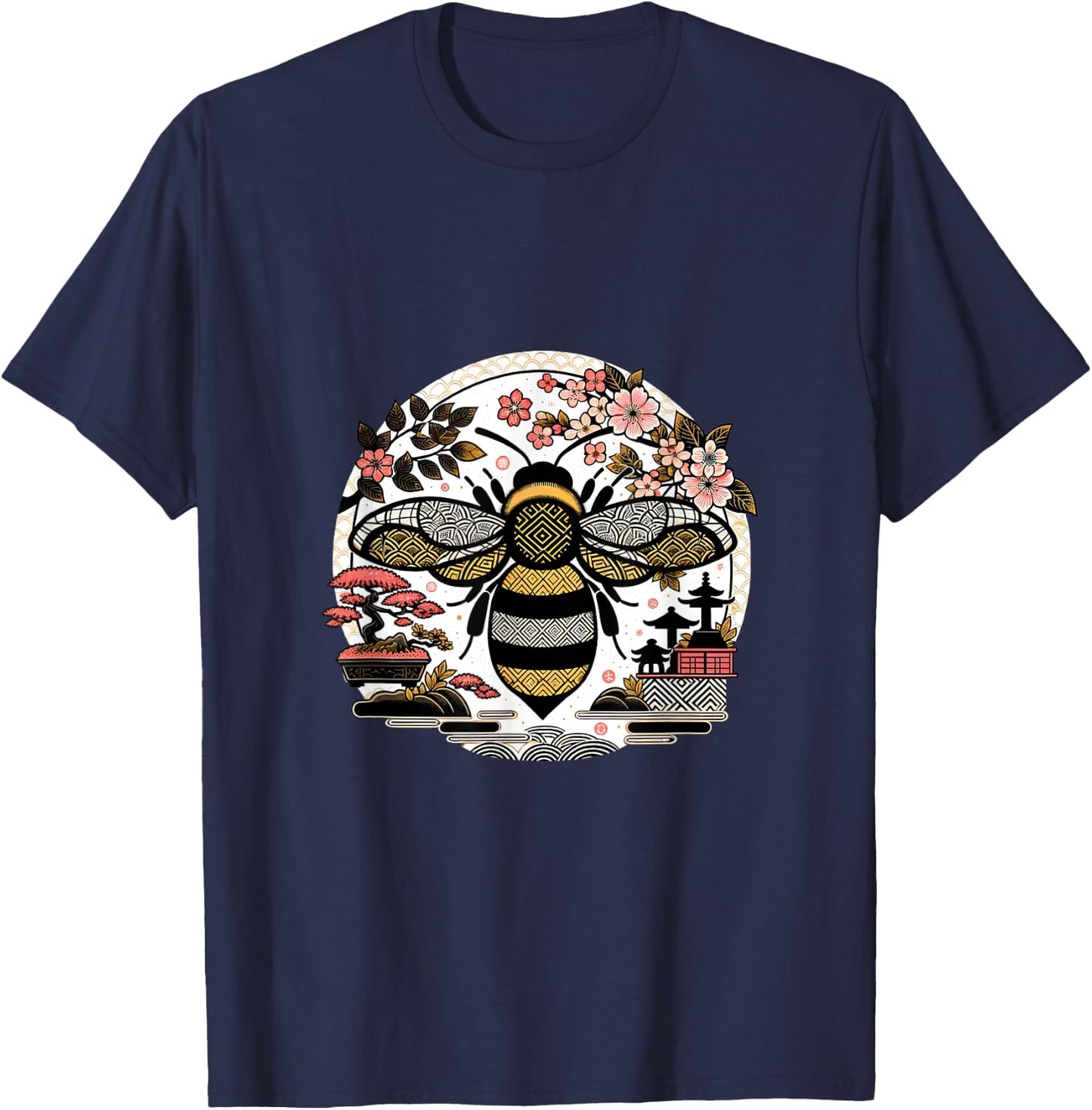 Japanese Garden BumbleBee Beekeeper Honey Bees T-Shirt - T-Shirt | Navy