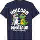 Unicorn and Dinosaur Theme Kids Birthday Mom T-Shirt - T-Shirt | Navy