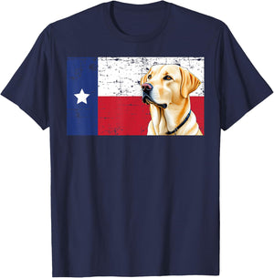 Yellow Labrador Texas Flag Dog T-Shirt - T-Shirt | Navy