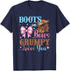 Boots or Bows Grumpy Loves You Gender Reveal Family T-Shirt - T-Shirt | Navy