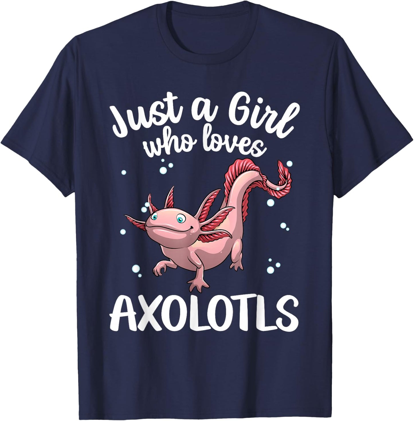 Axolotl Art For Teen Girls Kids Kawaii Mexican Fish Axolotl T-Shirt - T-Shirt | Navy