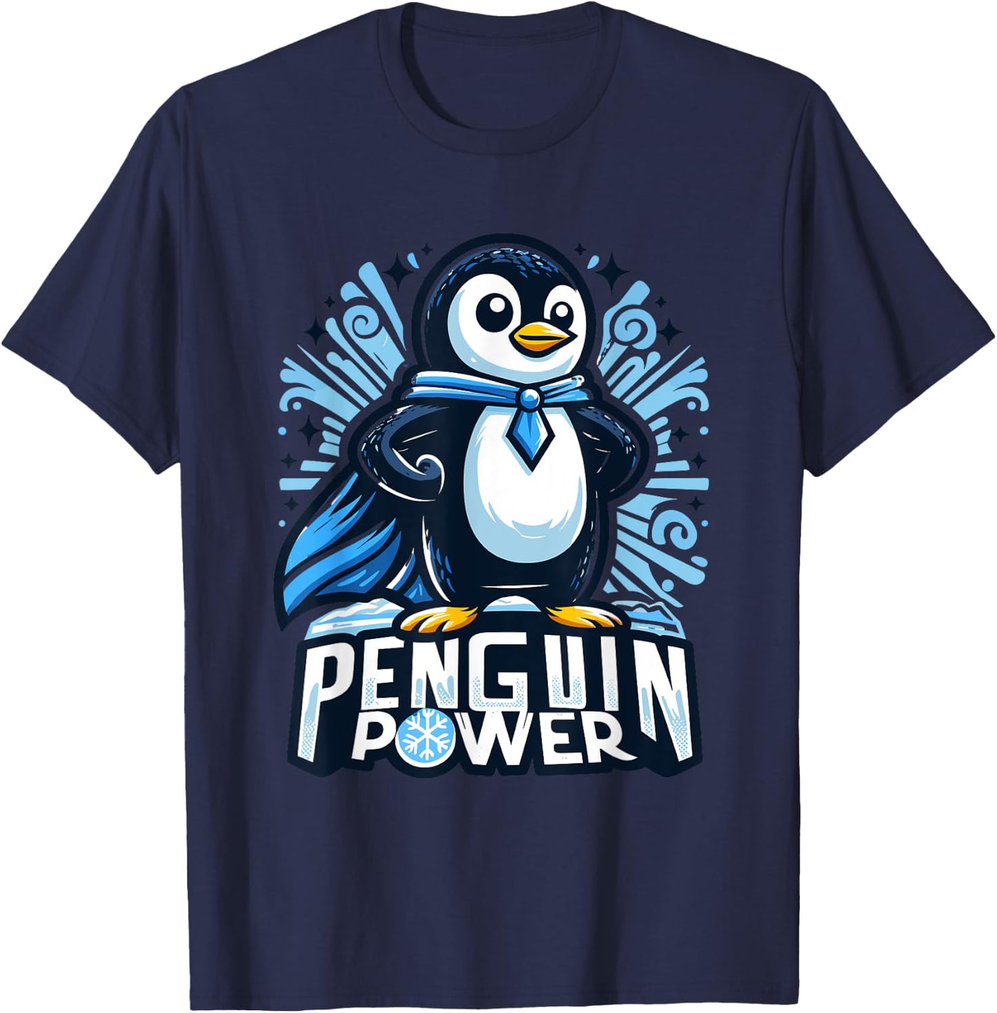 Penguin Power Super Hero - Cute Penguin Superhero T-Shirt - T-Shirt | Navy