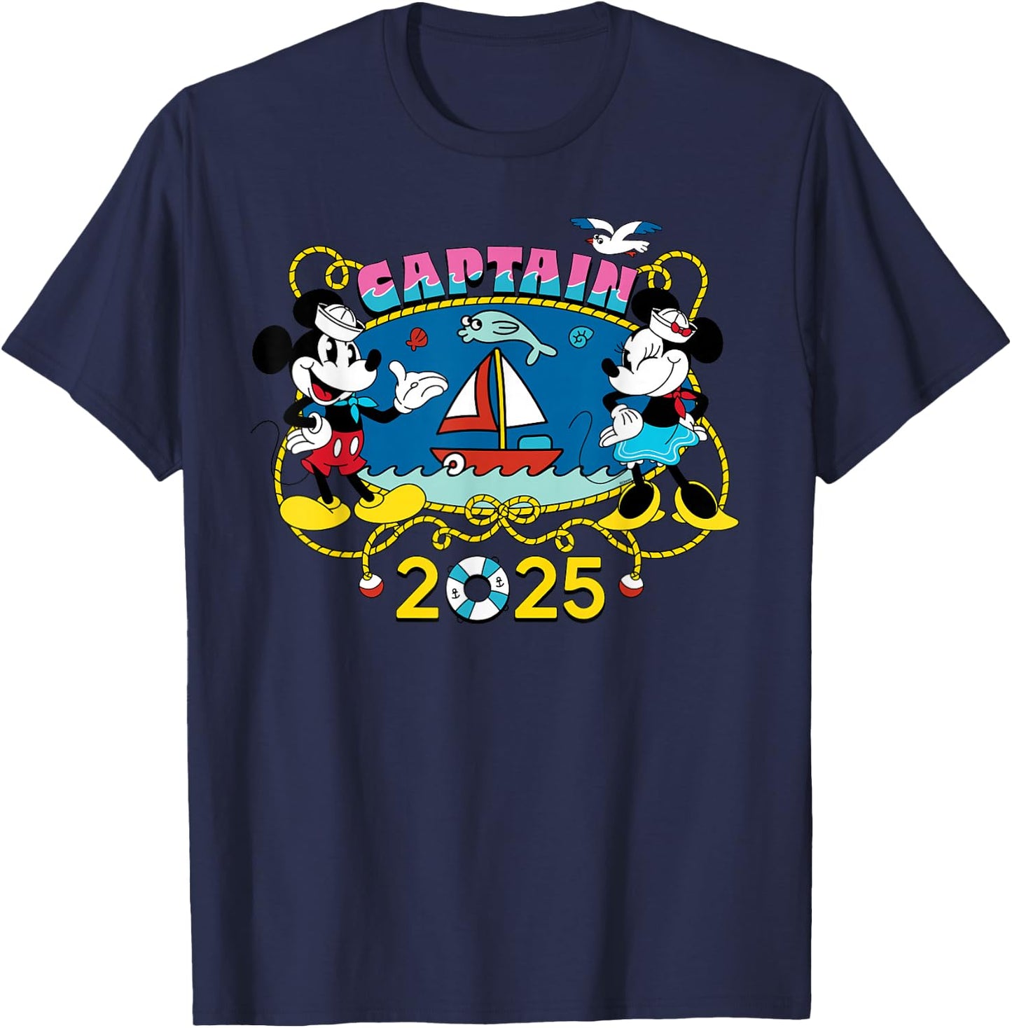 Disney Cruise 2025 Family Group Vacation Matching Captain T-Shirt - T-Shirt | Navy
