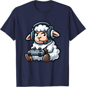 Funny Sheep Gamer Video Games Boys Girls Kids T-Shirt - T-Shirt | Navy
