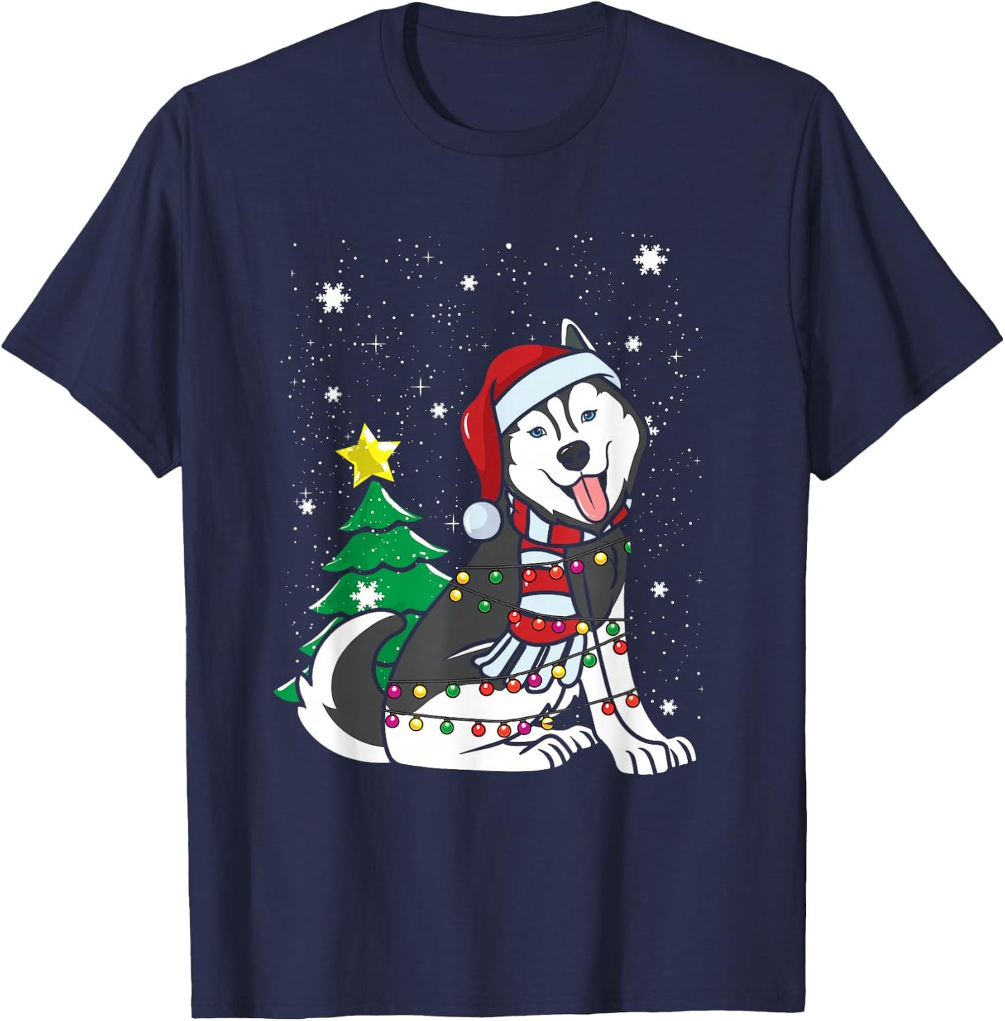 Funny Siberian Husky Christmas Dog Lover Women T-Shirt - T-Shirt | Navy