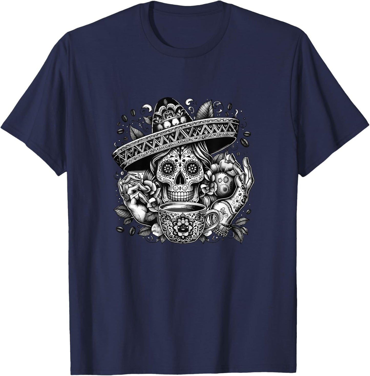 Vintage Skeleton Tequila Mexico Dia De Los Muertos Mexican T-Shirt - T-Shirt | Navy