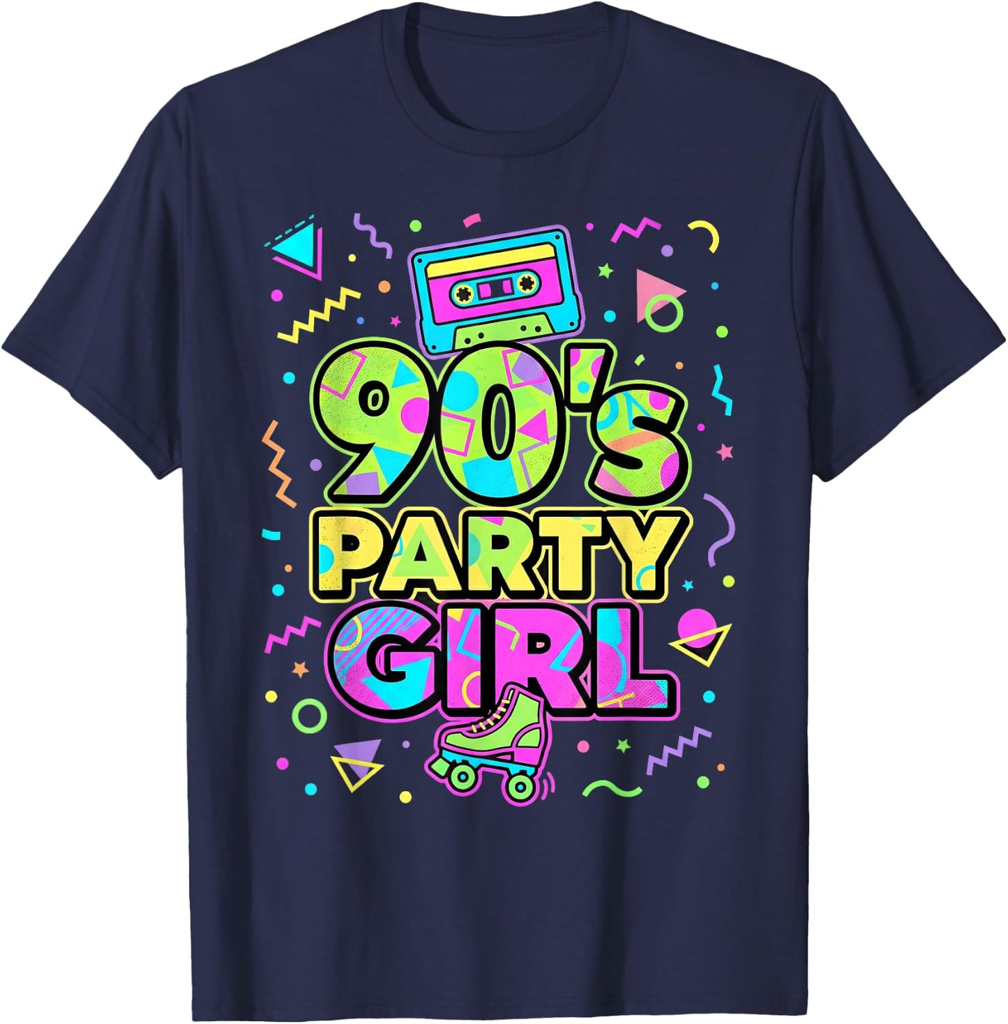 90s Party Girl Damen Outfit 90er Jahre T-Shirt - T-Shirt | Navy