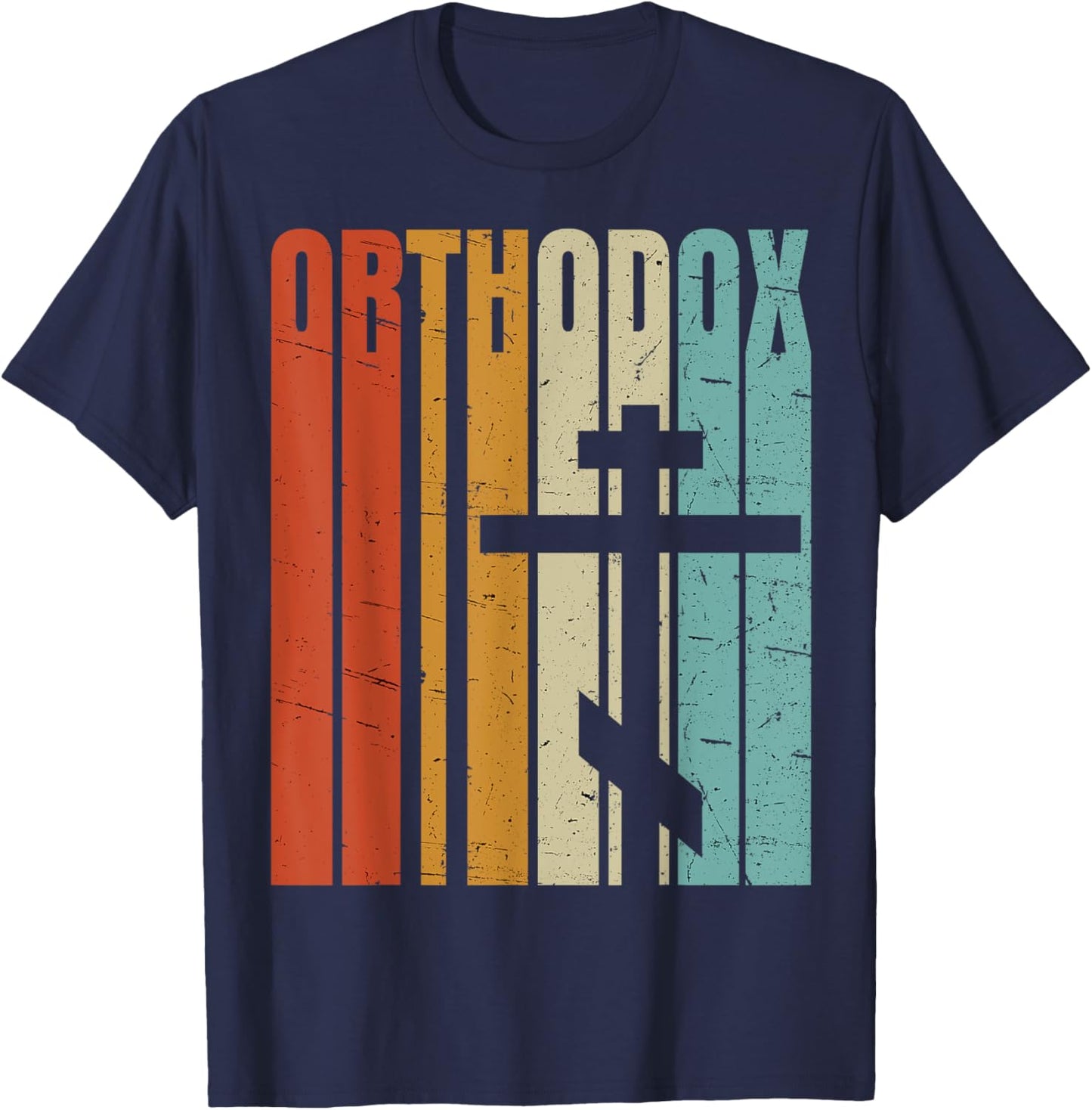 Vintage Retro Christian Orthodox T-Shirt - T-Shirt | Navy