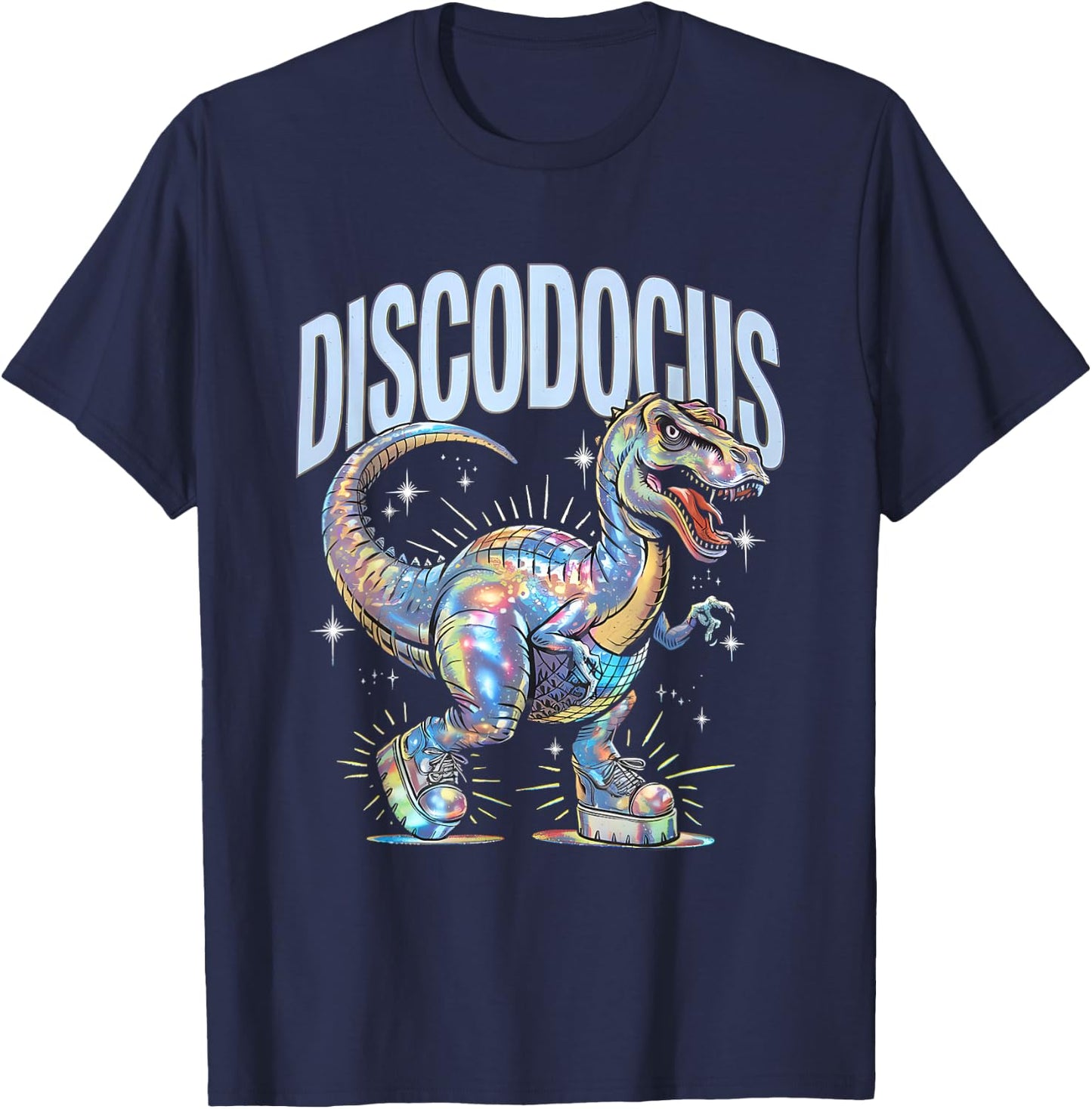 Disco Dinosaur Diplodocus 70s Dino Dancing Funny Disco Party T-Shirt - T-Shirt | Navy