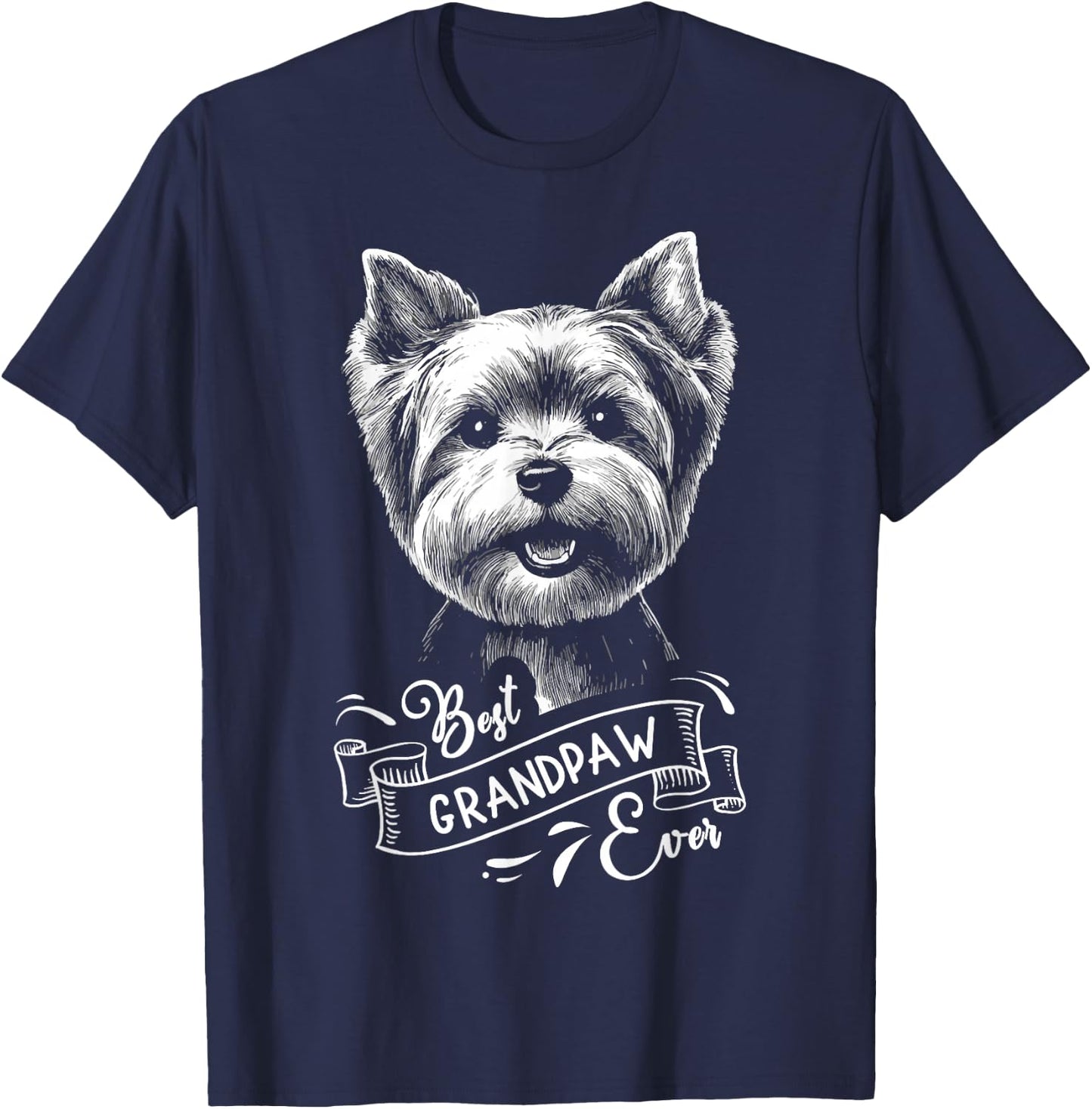 Best Grandpaw Ever Yorkshire Terrier Yorkie Dog Grandpa T-Shirt - T-Shirt | Navy