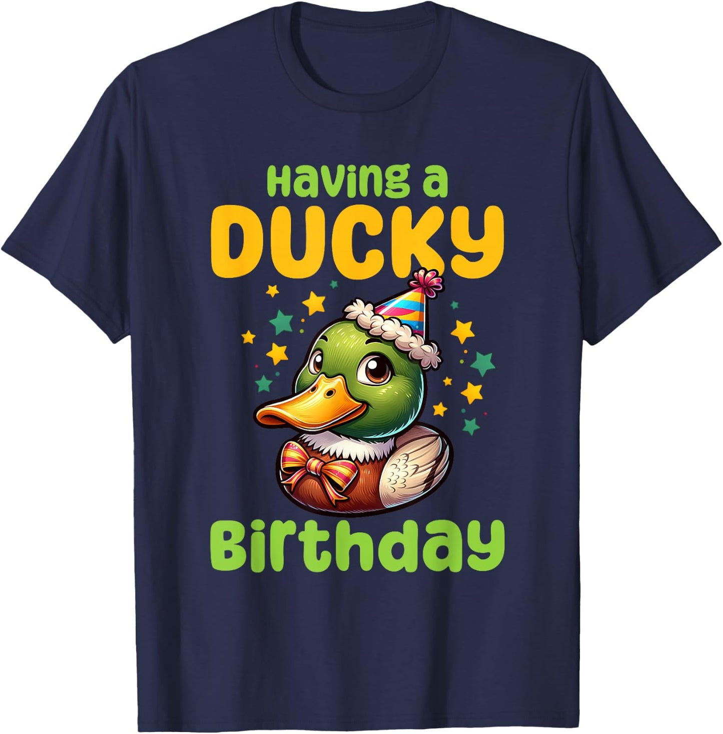 Mallard Duck Birthday Cute Ducky Lover Men Women Kids T-Shirt - T-Shirt | Navy