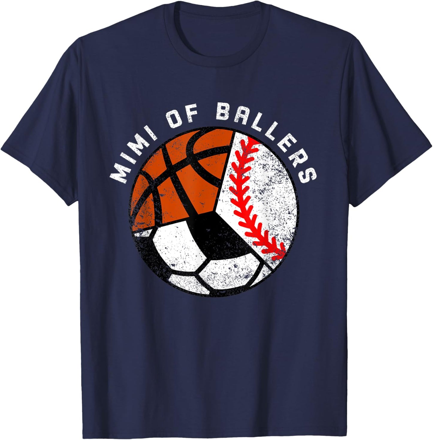 Mimi Of Ballers Funny Baseball Soccer Basketball Mimi T-Shirt - T-Shirt | Navy