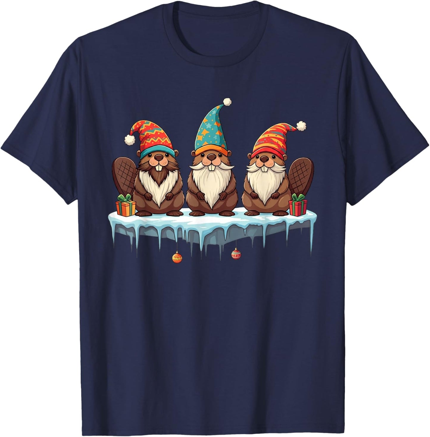 Funny Beaver Gnomies Christmas Gnome Kids T-Shirt - T-Shirt | Navy