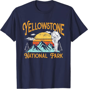 Vintage Yellowstone National Park Retro 80's Graphic T-Shirt - T-Shirt | Navy